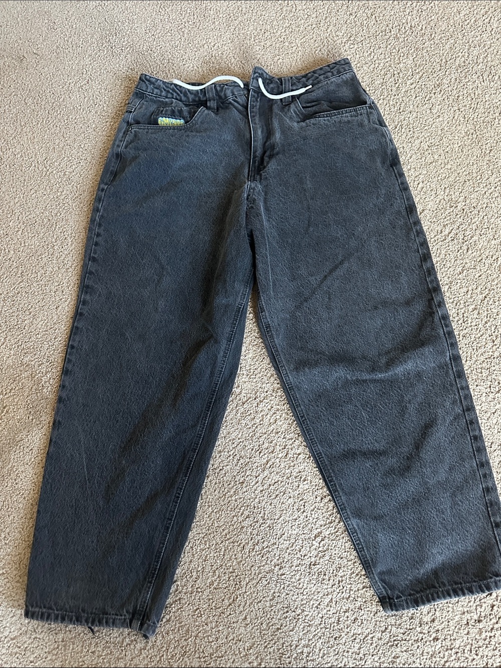 Empyre Charcoal Black Relaxed Drawstring Jeans